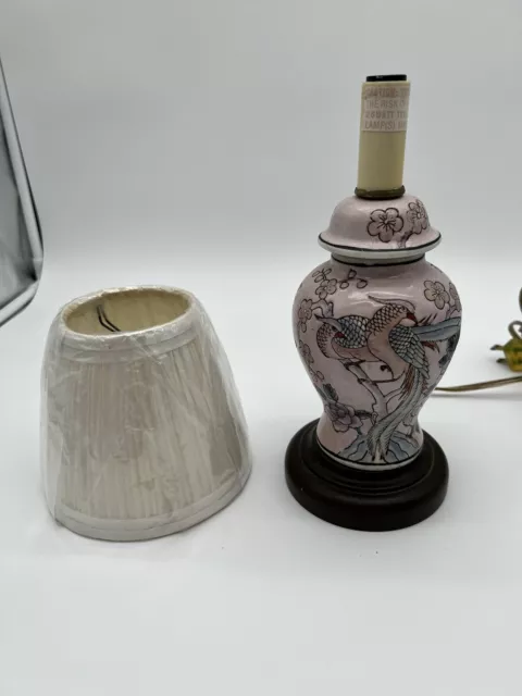 Vintage Chinese Oriental Ginger Jar Table Lamp Floral Porcelain Handpainted