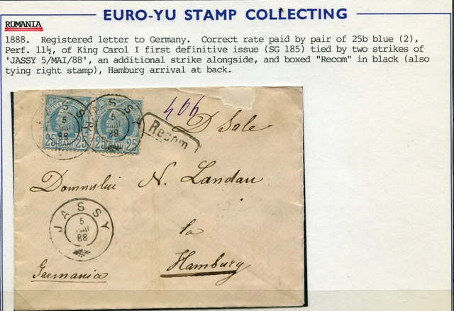 Romania 1888 , Mi 67 ,  Registered letter to Germany
