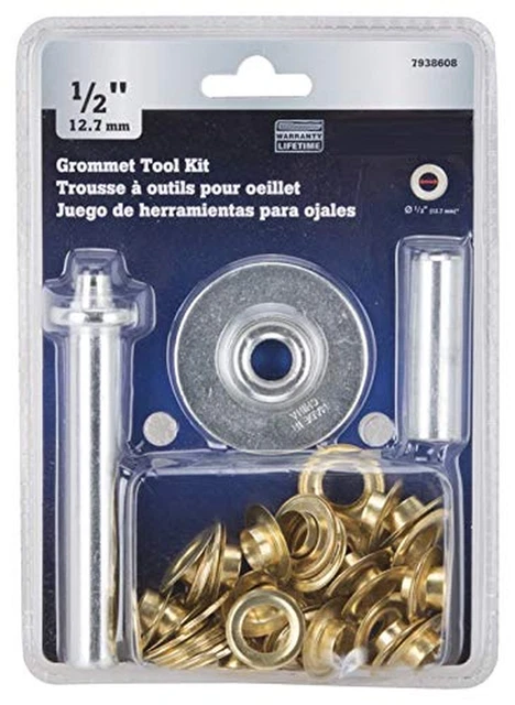 Kit de ojales de 1/2"" - ojales de latón de alta resistencia para lonas, tela, tienda de campaña - Gr