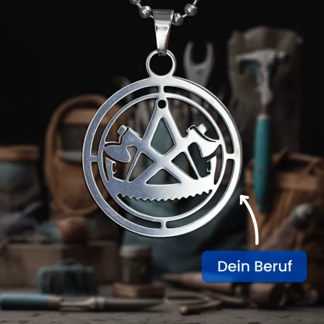 Geschenk für Handwerker - Zunftzeichen  Edelstahl Halskette mit Berufe