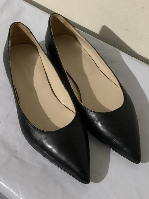 Halston Heritage Women's Black Leather Slip On Ballet Flats Shoes Size EU 40