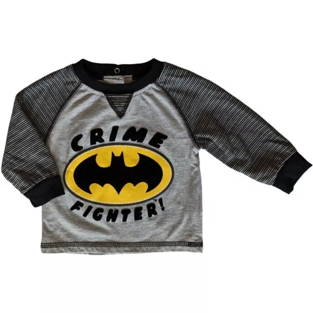 EUC Batman Baby Boys Long Sleeve "Crime Fighter" Tee/Shirt, Size 6/9 Months