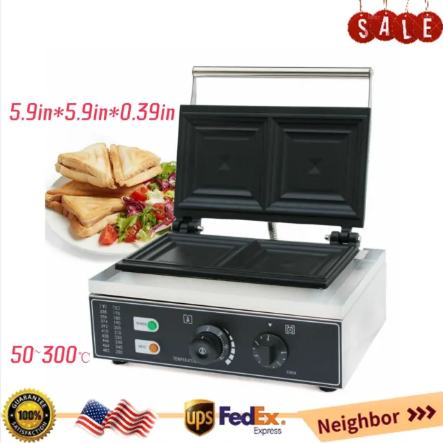 Electric Sandwich Toaster Machine Sandwich Maker w/ Double-Side Nonstick Plate