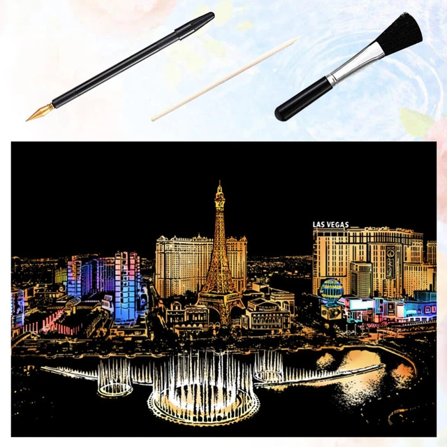 Regalo Adultos Las Vegas Pintura Lona Negro Arte Cepillo Rascador Imagen Hombres Mujeres