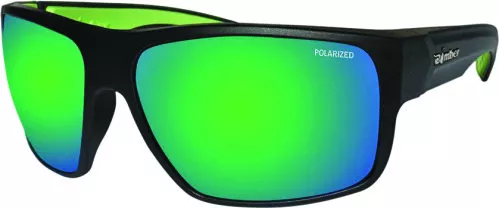 Bomber Mana Bomb Sunglasses Matte Black/ Green Mirror Polarized MA111-GM Black