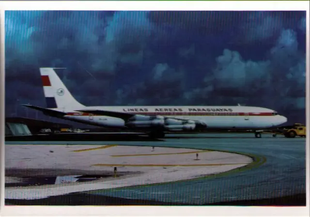 (x3c) Airplane Postcard: Lineas Aereas Paraguayas, Boeing 707-321B
