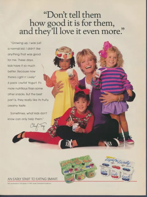 Cheryl Tiegs Light n Lively Yogurt Kids Children Vintage Print Ad Spring 1993