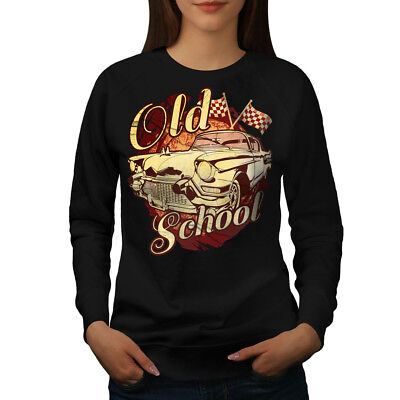 Wellcoda Old School Vehicle Womens Sweatshirt, Retro Car Casual Pullover Jumper