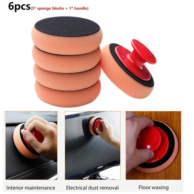 Nuovissimo kit lucidatura spugna cera 10 cm manico spugna applicatore