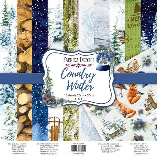 10 papiers scrapbooking 20 x 20 cm FABRIKA DECORU COUNTRY WINTER