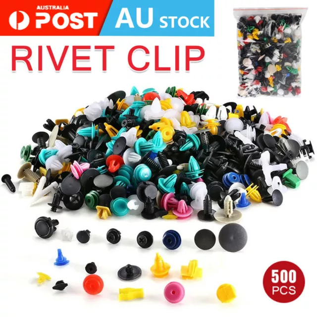 500Pcs Car Trim Body Fastener Rivet Retainer Door Panel Bumper Plastic Clips Kit