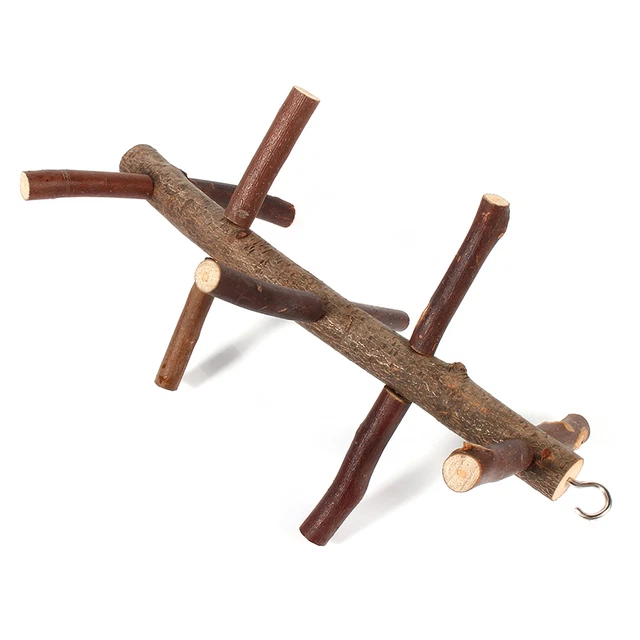 Papagei Vögel Sitzstangen Käfig Stand Spielzeug Hängend Holz Aktivität Zweig Gd2