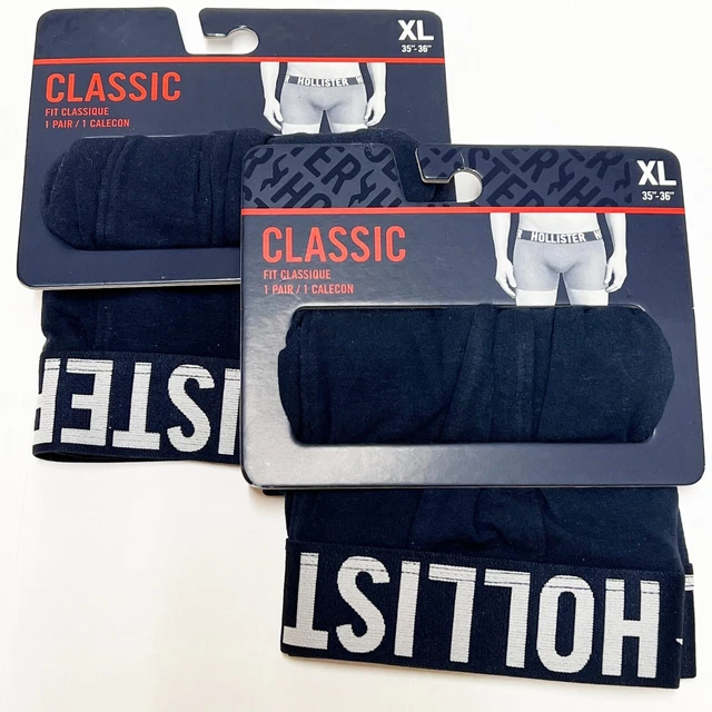 2 HOLLISTER MEN'S Classic Fit Boxer Briefs Shorts Underwear Navy Blue