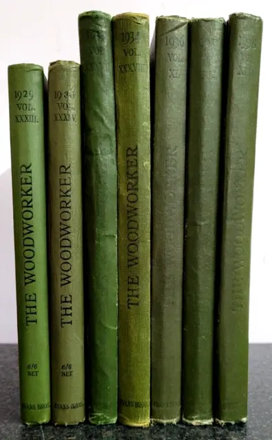 7 x The Woodworker Magazine Annual 1929 - 1938  Evans Brothers Hardback