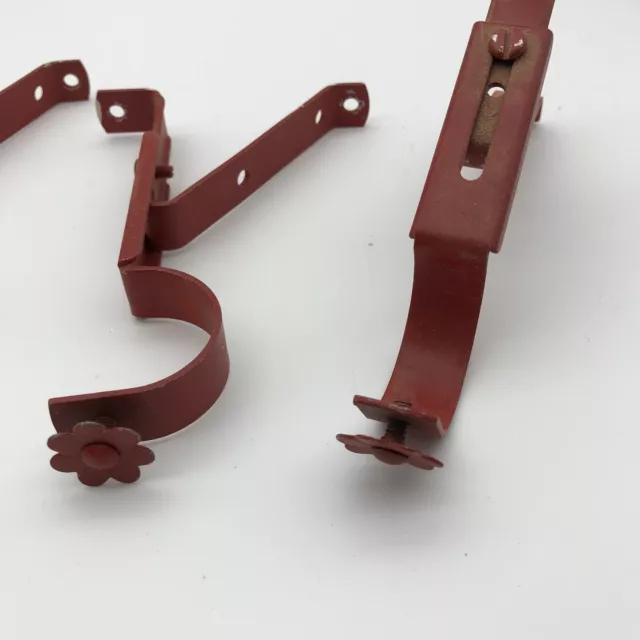 Vintage Decorative Metal Red Flower Curtain Rod Bracket Supports Set Of 5