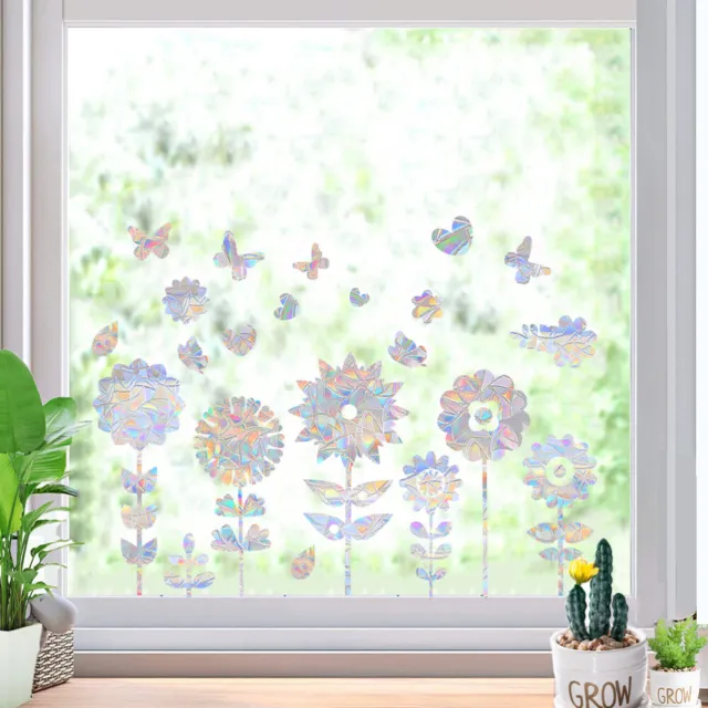 Piccolo adesivo in vetro floreale finestra arcobaleno aderente sensibile