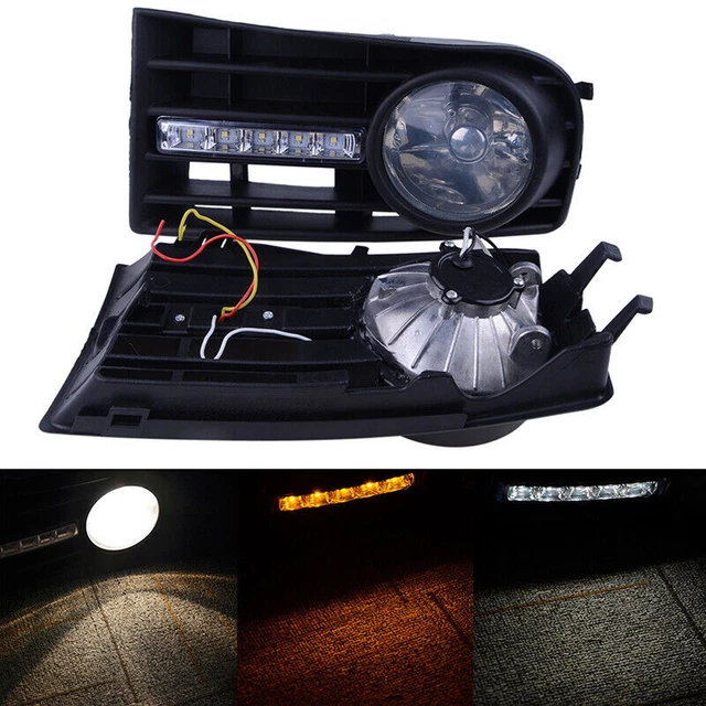 2Pcs Fog Lights Grilles With LED DRL Lamp for VW Golf5 MK5 05 06 2007 2008 2009