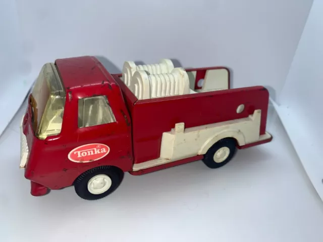 Vintage 19070s Tonka Fire Truck Pumper Engine Small Metal Pressed Steel Red