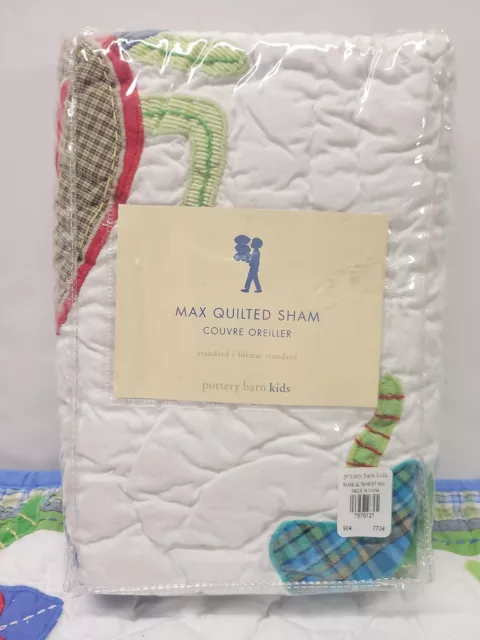 POTTERY BARN KIDS Hand Quilted Standard Sham Stitching Applique BUGS NWT
