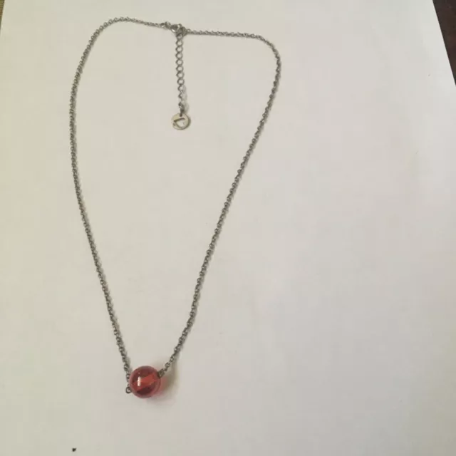 Wunderschöne Feine 925 Silber Kette Mit Roter Glaskugel 3