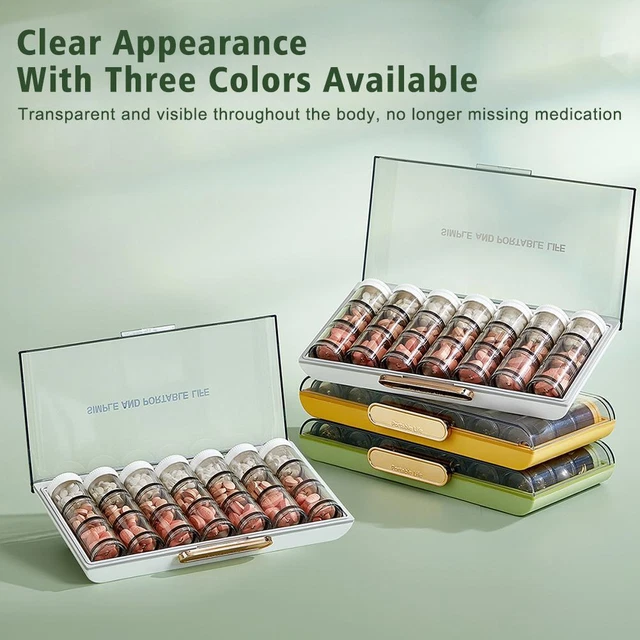 Portable High Capacity Weekly Pill Box Travel Pill Dispenser 7 Independent