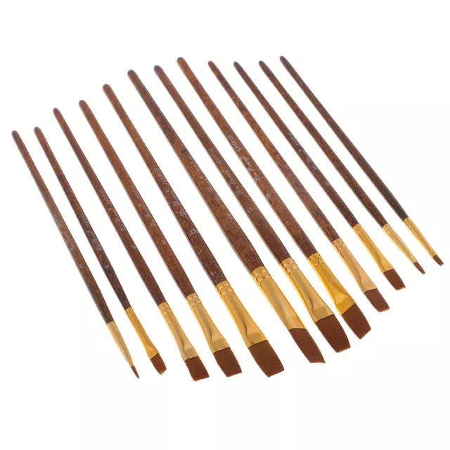 Set di pennelli professionali per pitture ad olio acrilico, manico lungo, 6