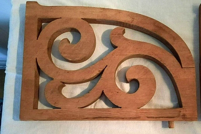 Set of 4 Carved Architectural Furniture Salvage Pierced Oak Corbel Bracket 2