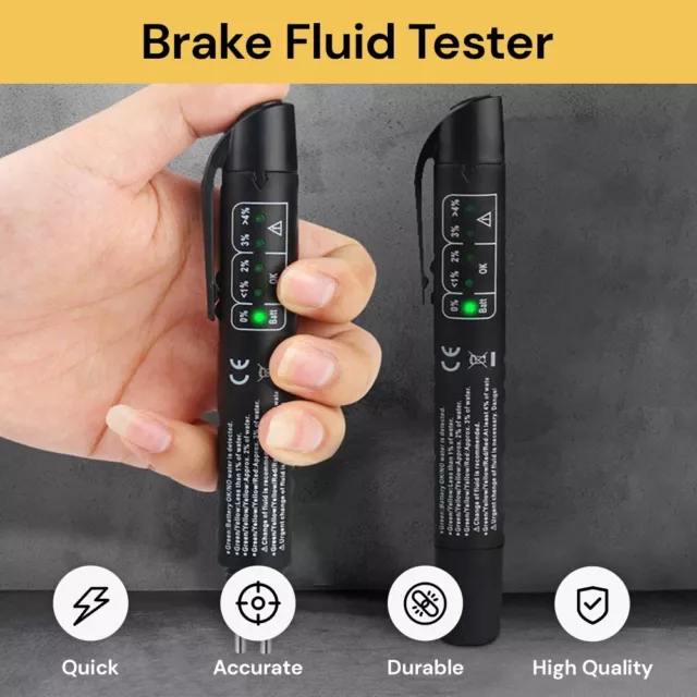 Car Brake Fluid Tester LED Moisture Liquid Oil Vehicle Test Indicator Pen Tool