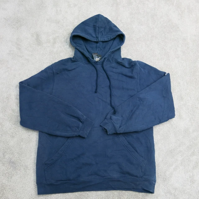 Adidas Mens Pullover Hoodie Drawstring Long Sleeve Pockets Logo Blue Size Large