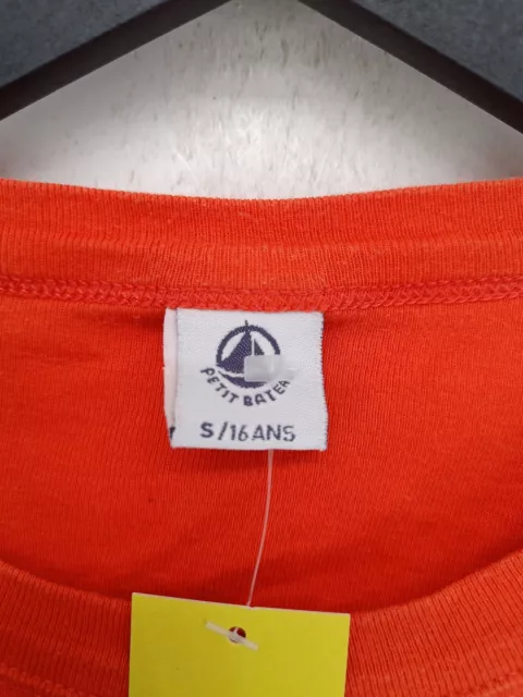 Petit Bateau Women's T-Shirt S Orange 100% Other Short Sleeve Round Neck Basic 2