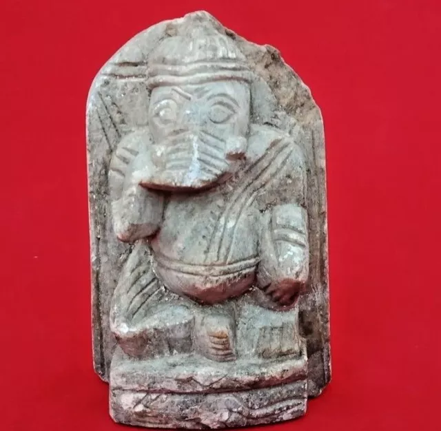 Old Antique Hand Carved Gray Stone Lord Ganesha Figure/Statue Rich Patina 02