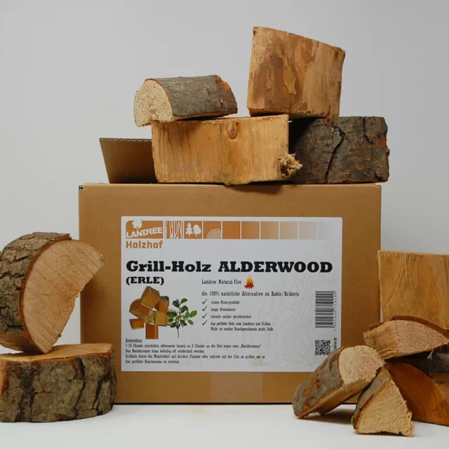 Erle Chunks 3,5Kg Grillholz Smokerholz Räucherholz Räucherklötze BBQ Wood Fire