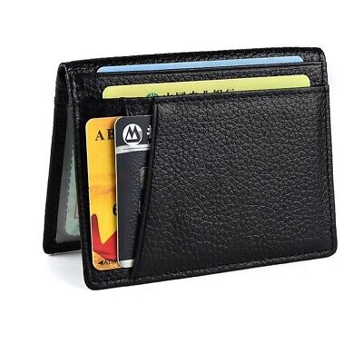 Fashion Mens Slim Thin Genuine Leather Bifold Id Wallet Money Credit Card Holder