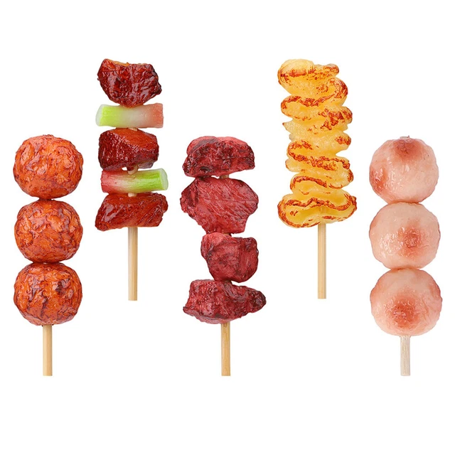 5 piezas Comida Fingida Juego Juguete Barbacoa Pinchos Pvc Niños Miniatura Juguetes de Barbacoa