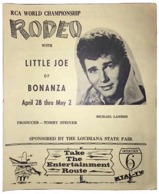 RCA World Championship Rodeo Program Featuring Michael Landon Bonanza Very RARE