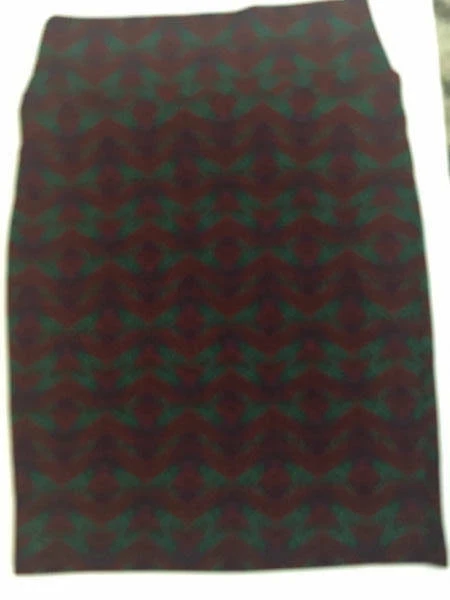 Lularoe M Cassie Red Green Purple Diamond Pencil Stretch Skirt Christmas