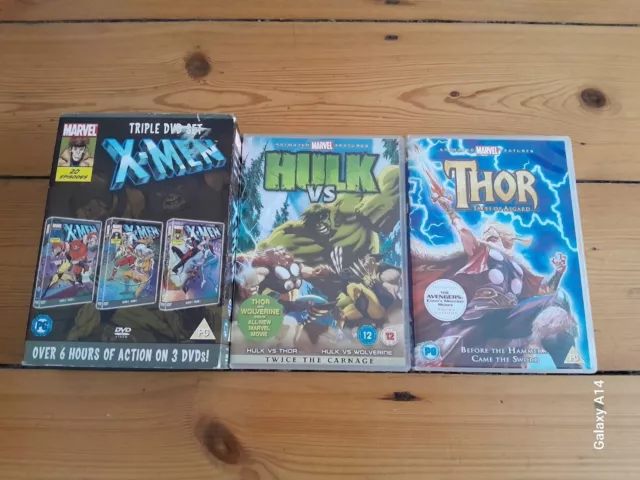 Marvel Animation Cartoons Job Lot Bundle DVD X-Men Incredible Hulk Thor