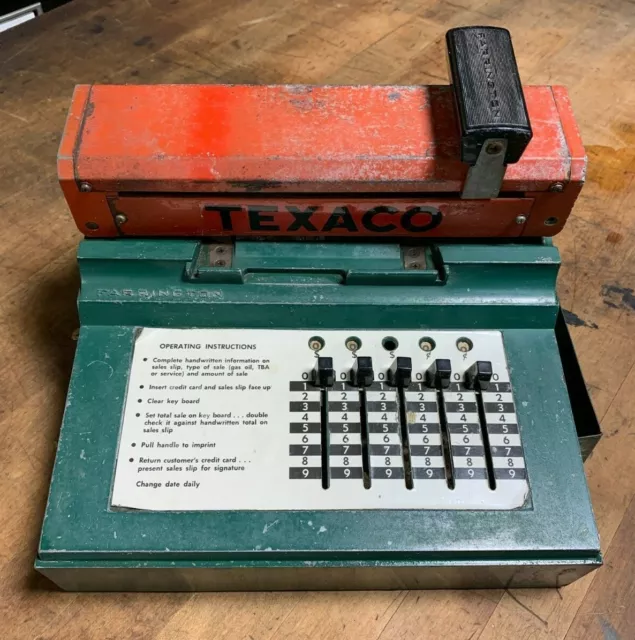 Vintage Texaco Gas Station Farrington Hand Operated Slide Credit Card Machine