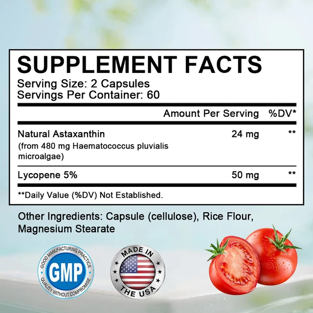 ASTAXANTHIN 24MG+LYCOPENE 50MGSUPPORT Skin Health & Pigmentatio