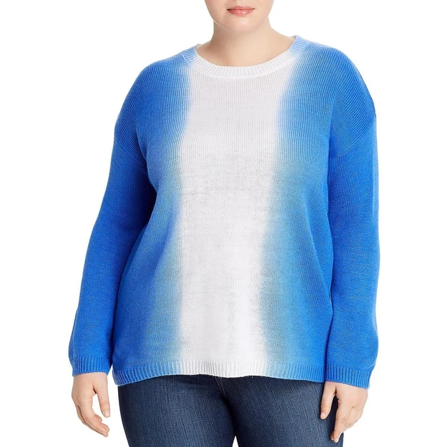 Single Thread Womens Blue Dip-Dye Pullover Sweater Top Plus 3X  3874
