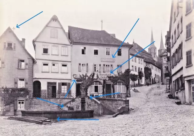 altes orig. Foto um 1914 - Hauptstraße / Marktrain in  Bad Wimpfen Löwenbrunnen