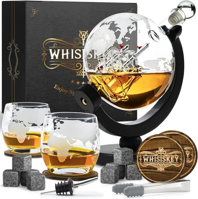 Set Decanter Whisky Con 4 Bicchieri In Cristallo - 750ml + 4x300ml | Senza Piombo, Per Scotch E Cocktail - Foto 3