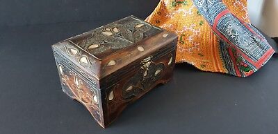 Old Middle Asian Carved & Inlaid Wooden Box …beautiful collection & accent piece 3
