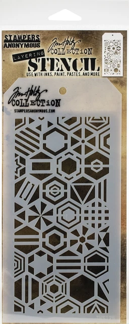 Plantilla en capas Tim Holtz 4.125""X8.5""-Patchwork hexagonal THS-125