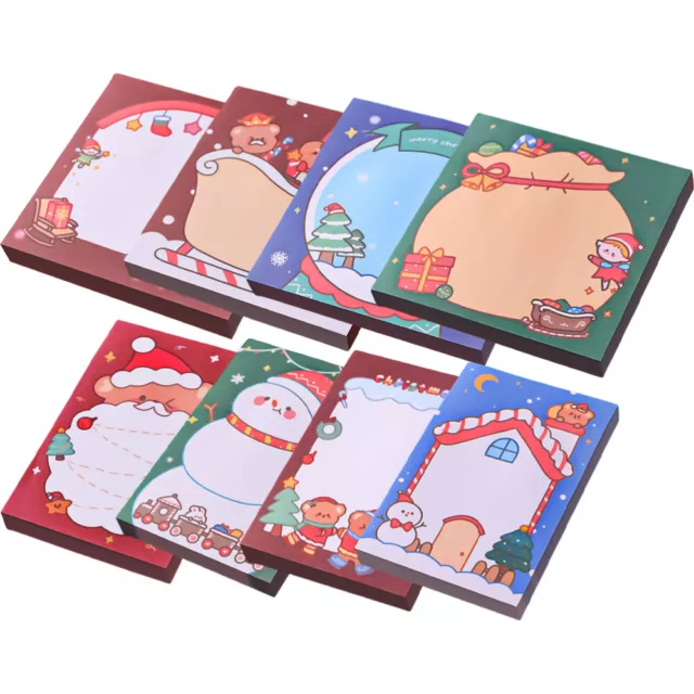 8 Pcs Christmas Sticky Notes Book Jacket Xmas Stationery Notepads