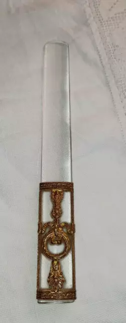 Antikes französisches Reich Baccarat-Stil Ormolu und Kristall Papier Messer c1870