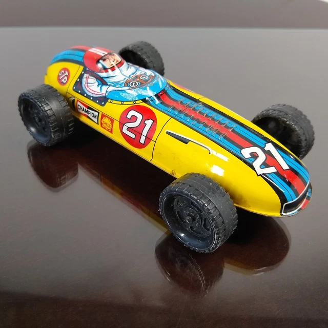 VINTAGE TIN TOY Lithographed Race Car #26 STP Valvoline 1960s Blue