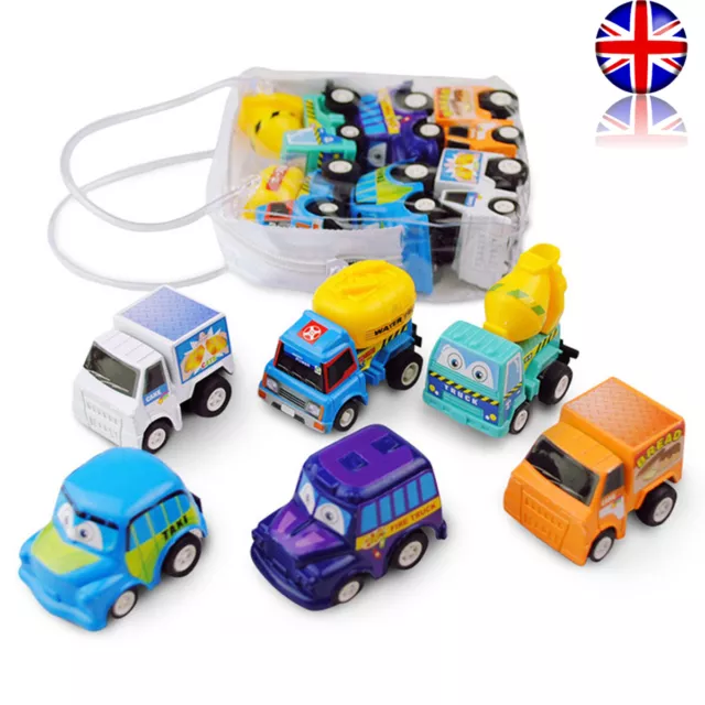 6PCS Toy Mini Cars Gifts Friction Powered Car Vehicles Set Baby Boys Age 1/2/3