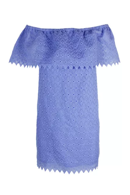 Kensie Periwinkle Off-The-Shoulder Eyelet-Detail Shift Dress  M