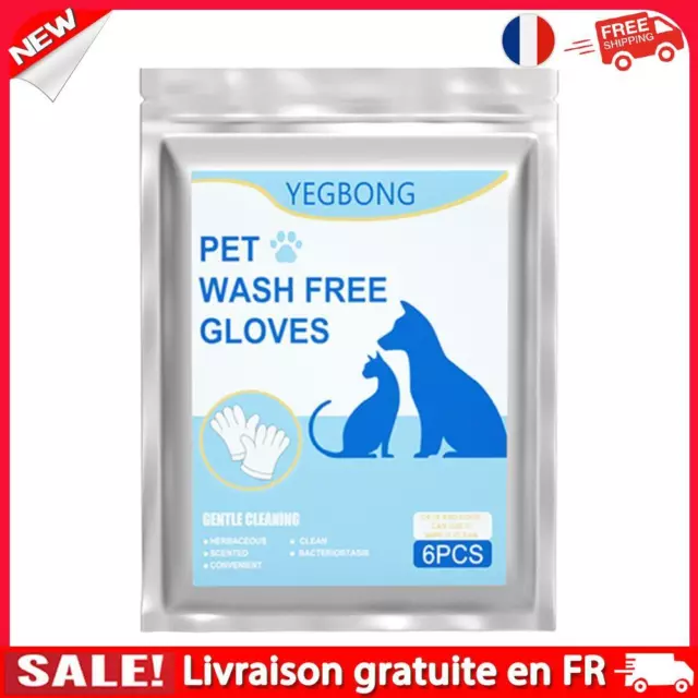 6pcs Cats Dogs Cleaning Gloves Non Woven No-Rinse Disposable Pet Gloves Wipes